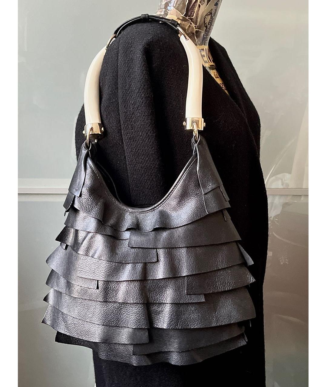 SAINT LAURENT Черная кожаная сумка через плечо, фото 2