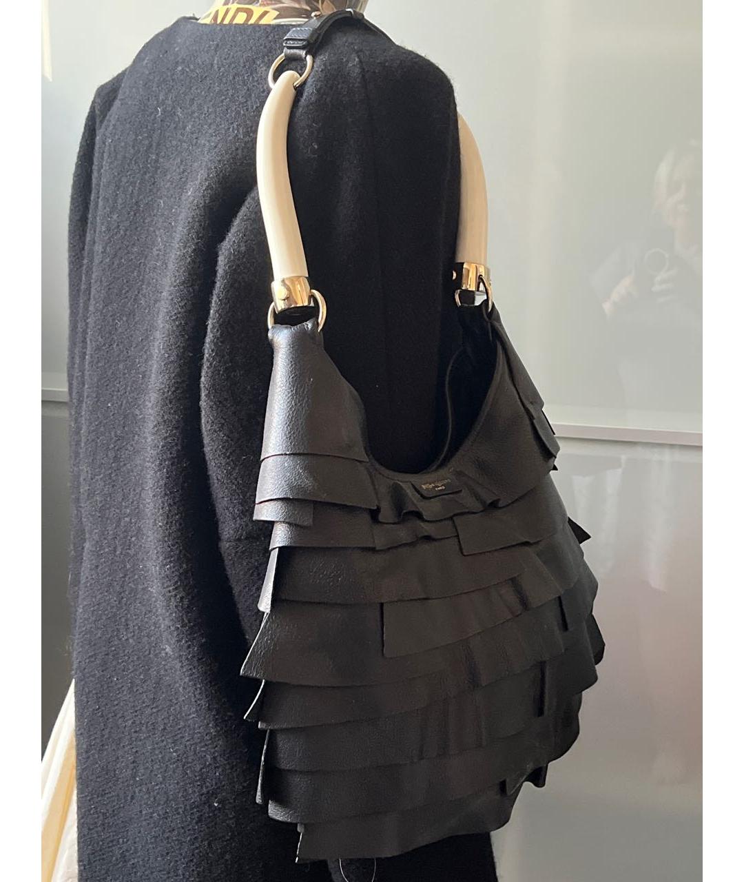 SAINT LAURENT Черная кожаная сумка через плечо, фото 5