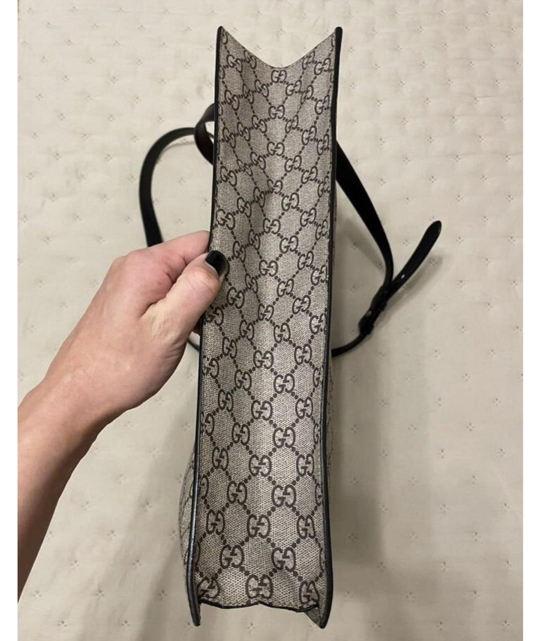 GUCCI Коричневая кожаная сумка тоут, фото 5