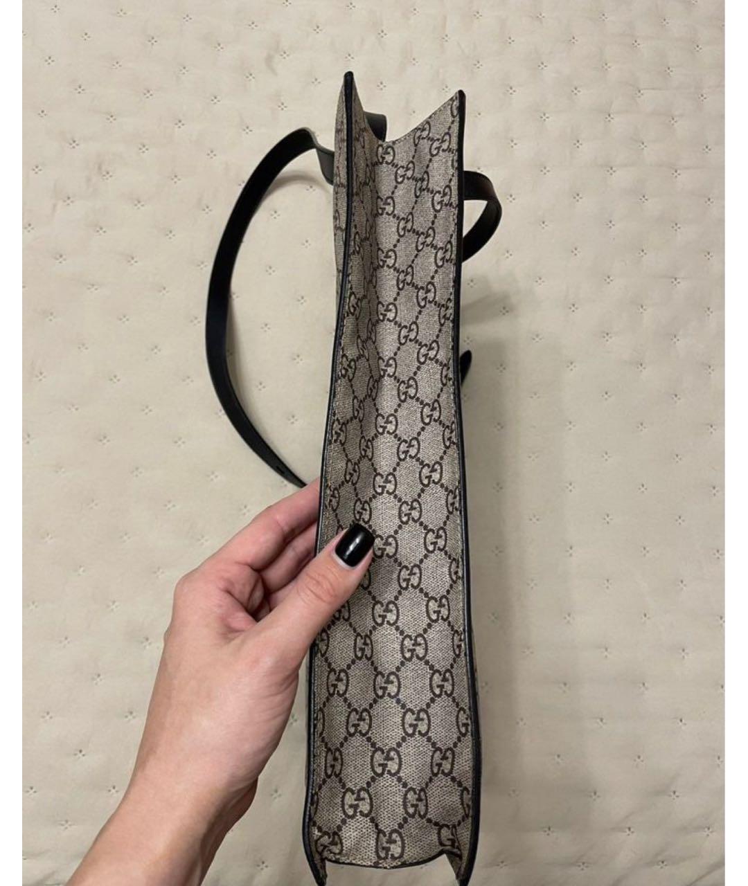 GUCCI Коричневая кожаная сумка тоут, фото 4