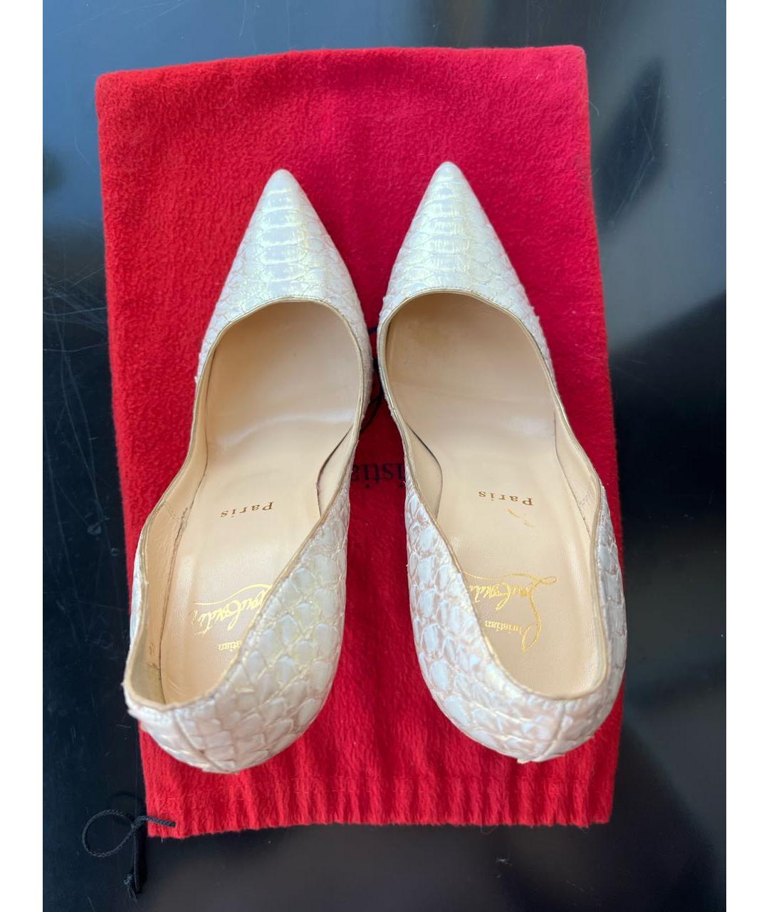CHRISTIAN LOUBOUTIN Белые кожаные туфли, фото 3
