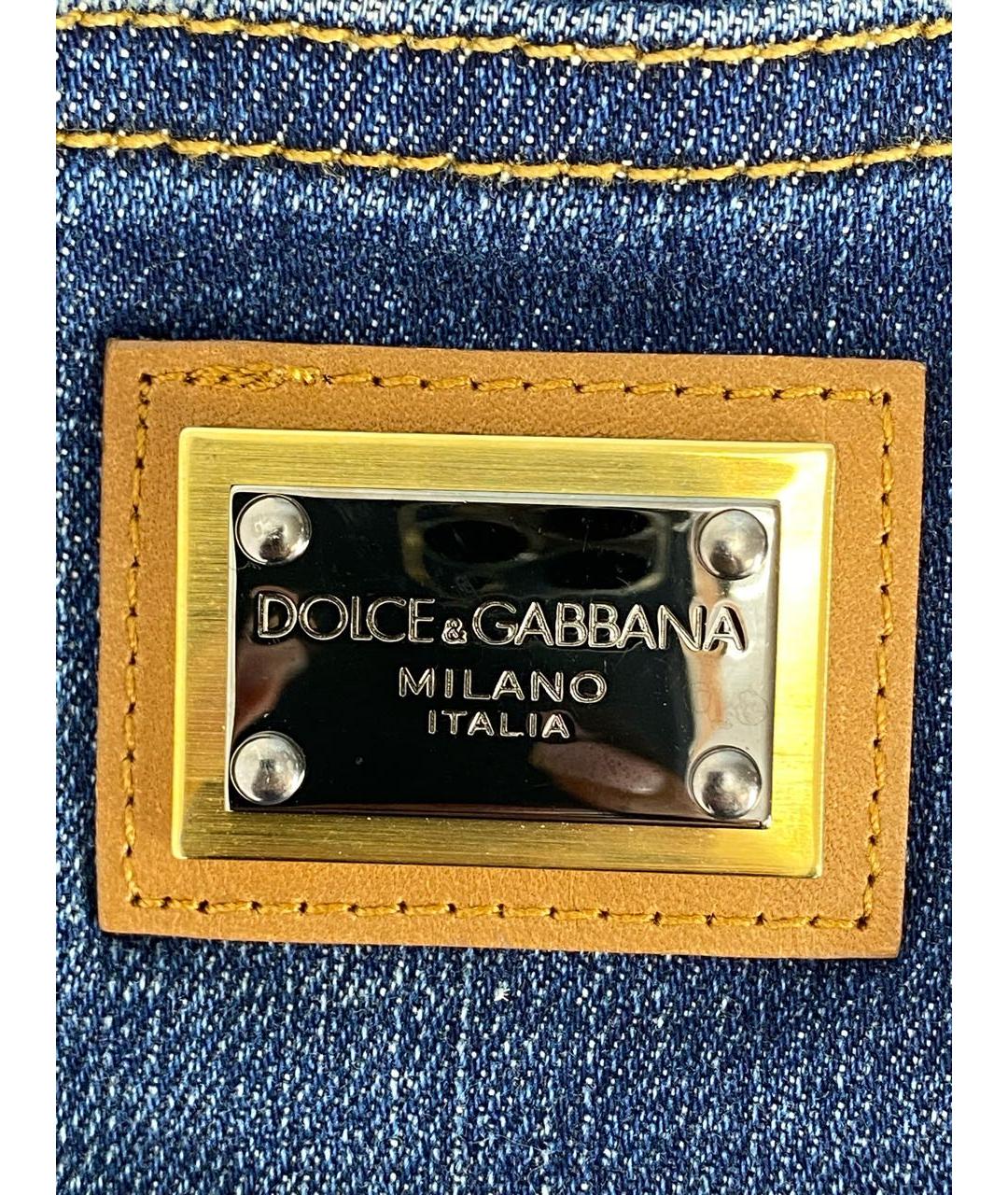 DOLCE&GABBANA Синяя хлопко-эластановая юбка мини, фото 4