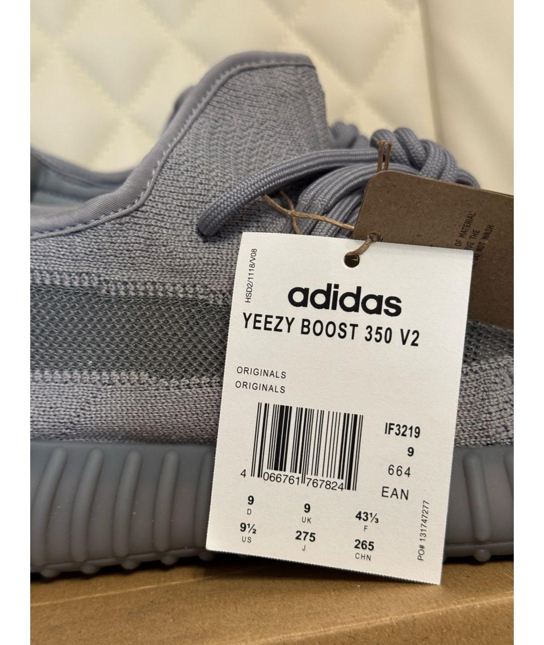 ADIDAS YEEZY Серые текстильные низкие кроссовки / кеды, фото 5