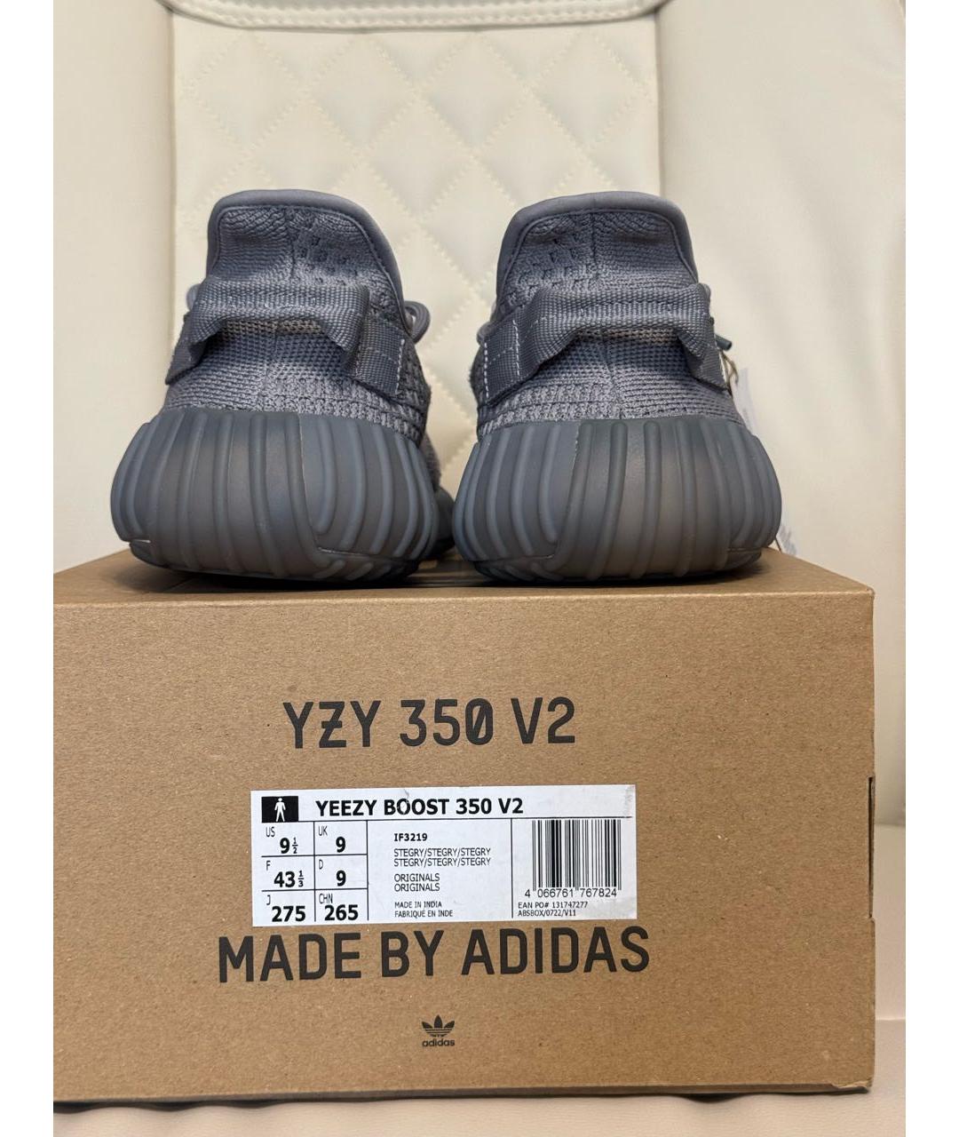 ADIDAS YEEZY Серые текстильные низкие кроссовки / кеды, фото 4
