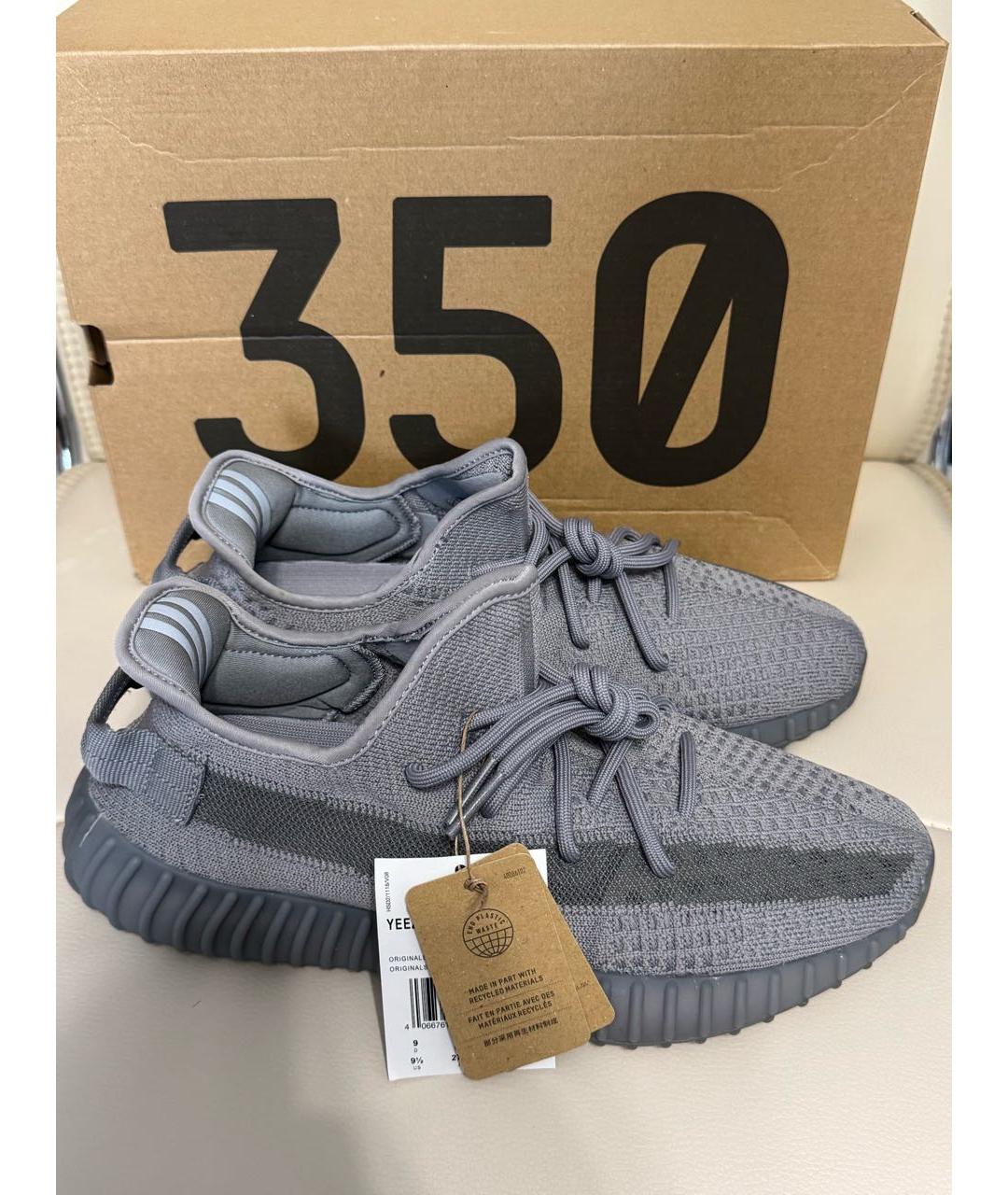 ADIDAS YEEZY Серые текстильные низкие кроссовки / кеды, фото 3