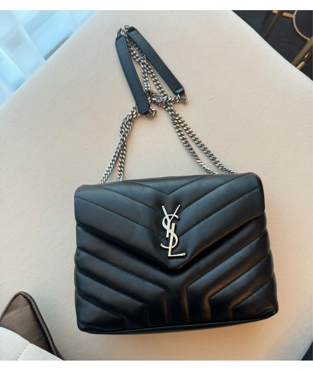 SAINT LAURENT Черная кожаная сумка через плечо, фото 5