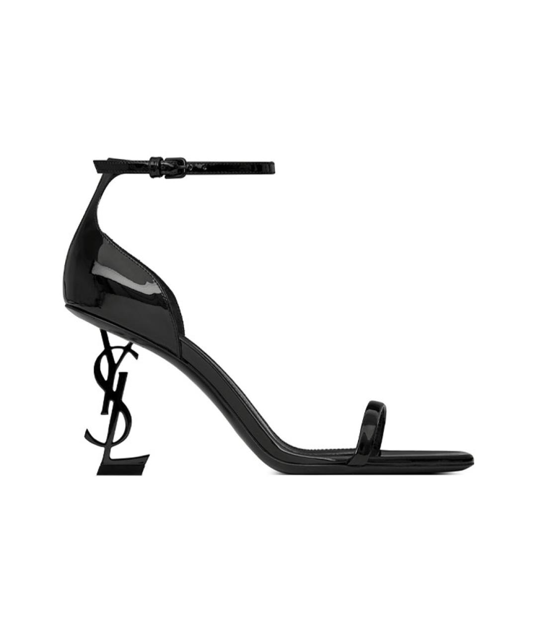 SAINT LAURENT Черные кожаные босоножки, фото 1