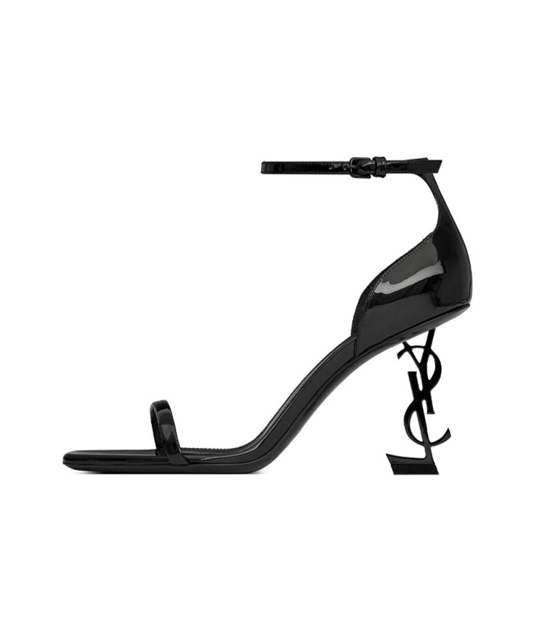 SAINT LAURENT Черные кожаные босоножки, фото 2