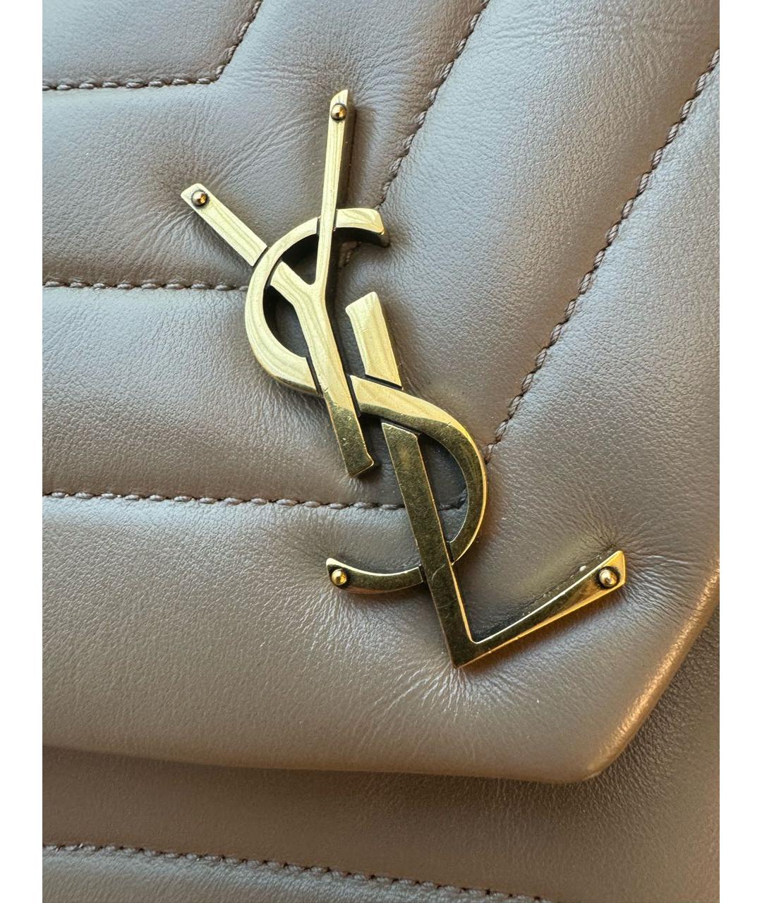 SAINT LAURENT Бежевая кожаная сумка через плечо, фото 2