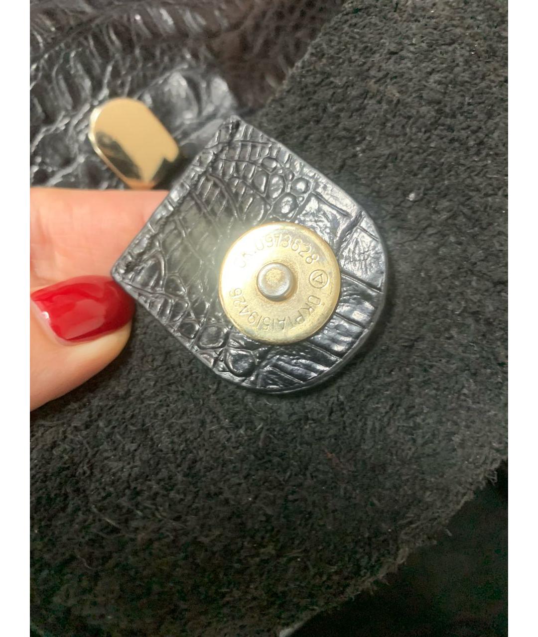 FURLA Черная сумка тоут из экзотической кожи, фото 7