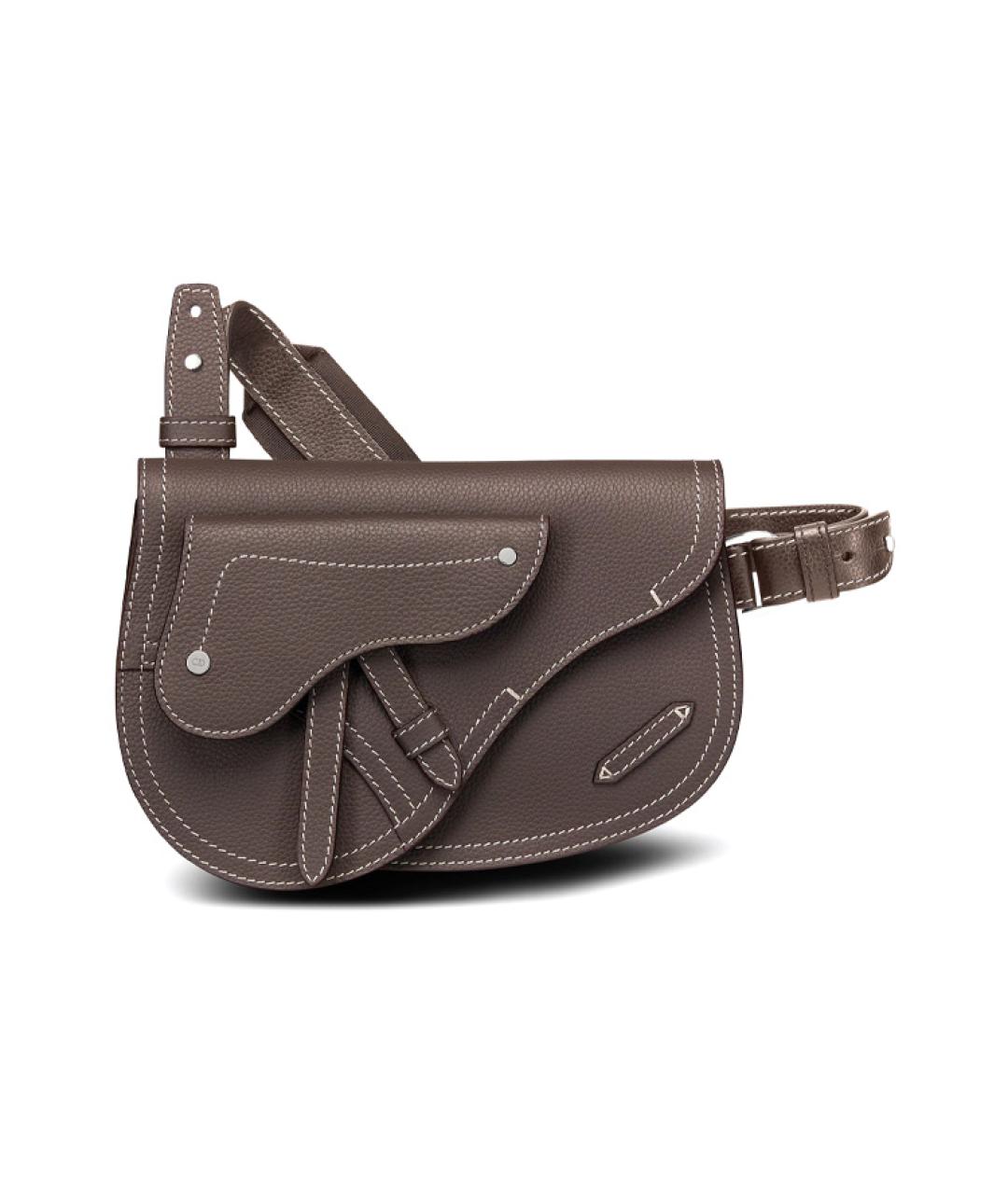 CHRISTIAN DIOR Коричневая кожаная поясная сумка, фото 1