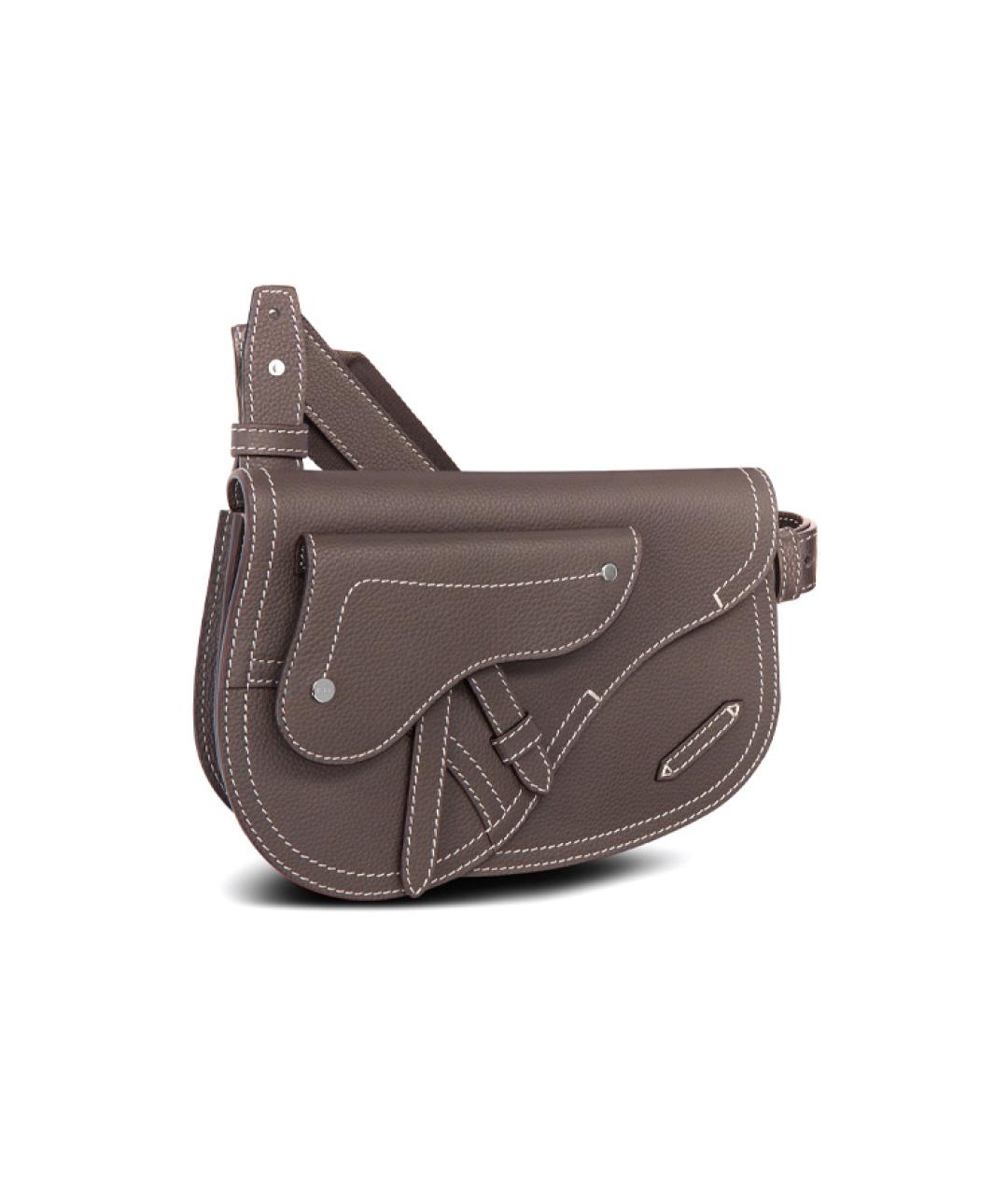 CHRISTIAN DIOR Коричневая кожаная поясная сумка, фото 2