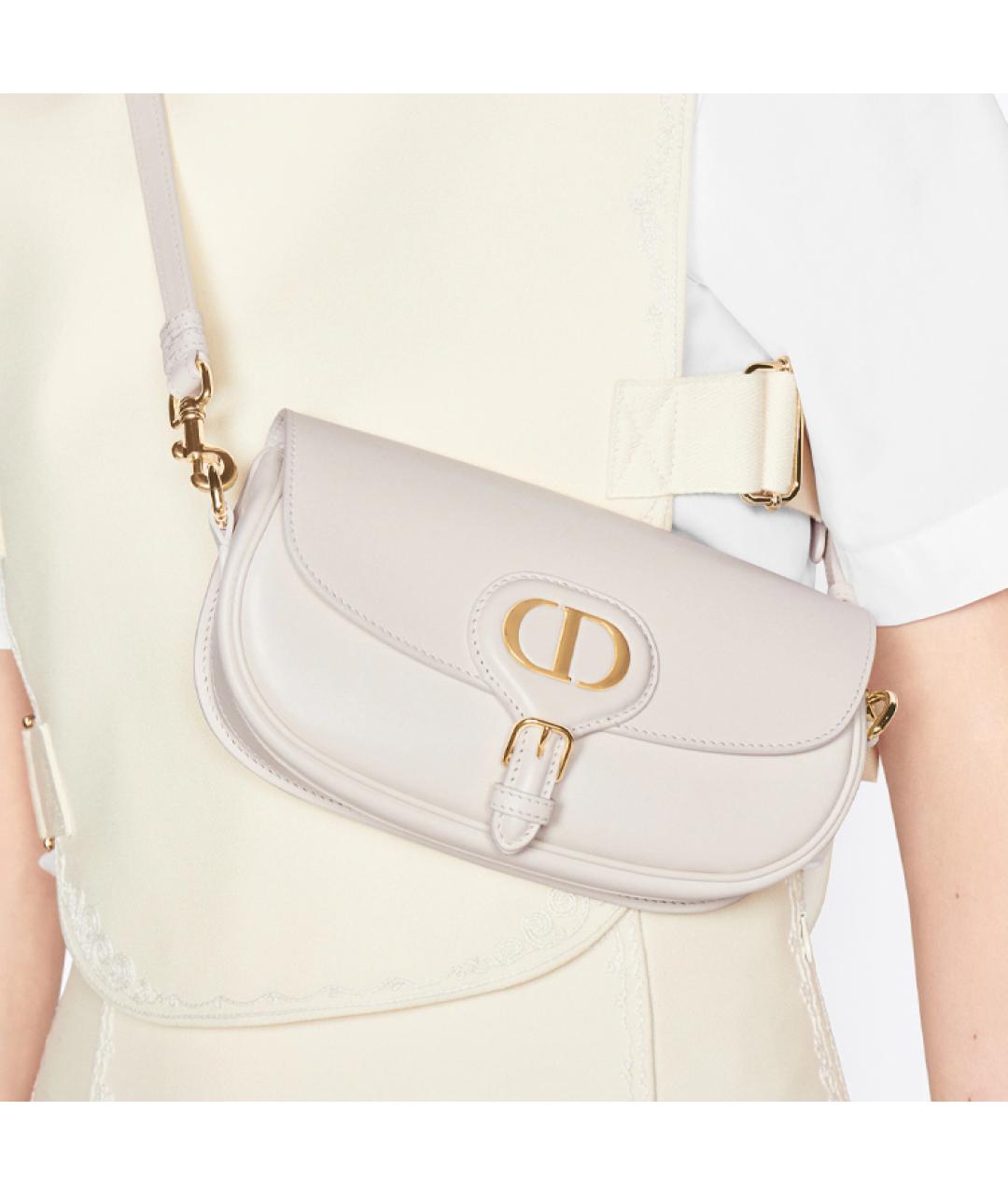 CHRISTIAN DIOR Белая кожаная сумка через плечо, фото 6