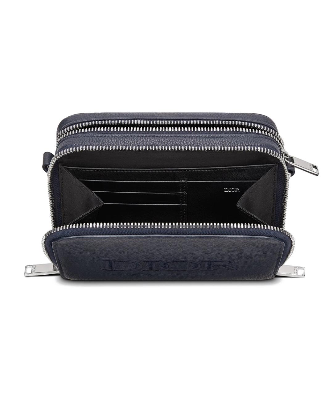 CHRISTIAN DIOR Темно-синяя кожаная сумка на плечо, фото 2