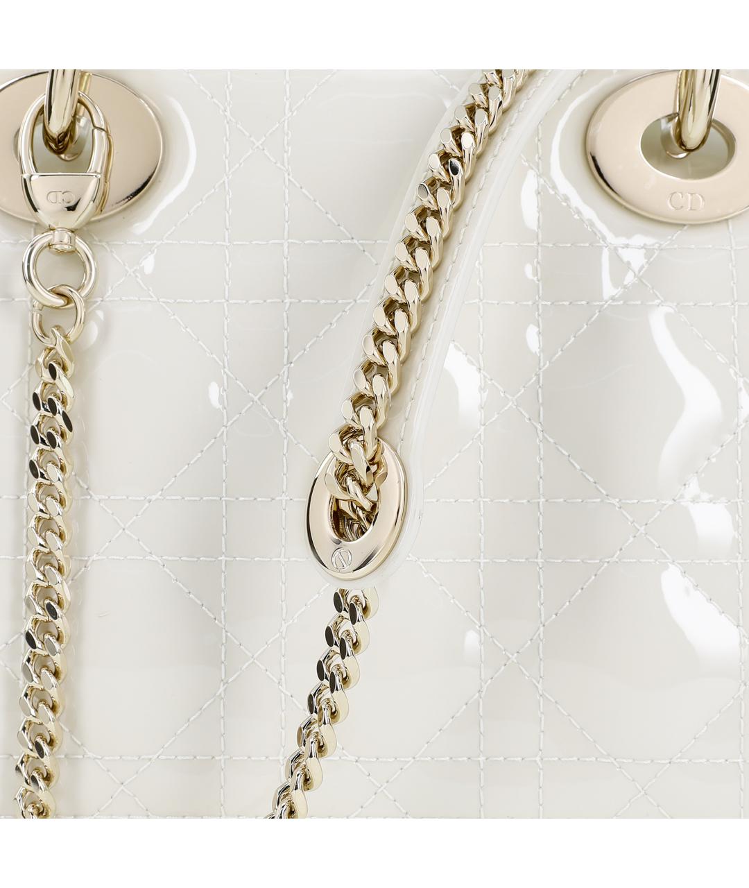 CHRISTIAN DIOR Белая кожаная сумка через плечо, фото 8