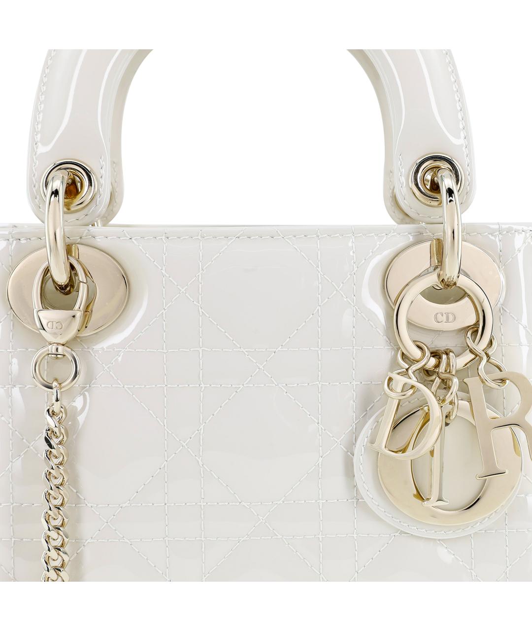 CHRISTIAN DIOR Белая кожаная сумка через плечо, фото 9
