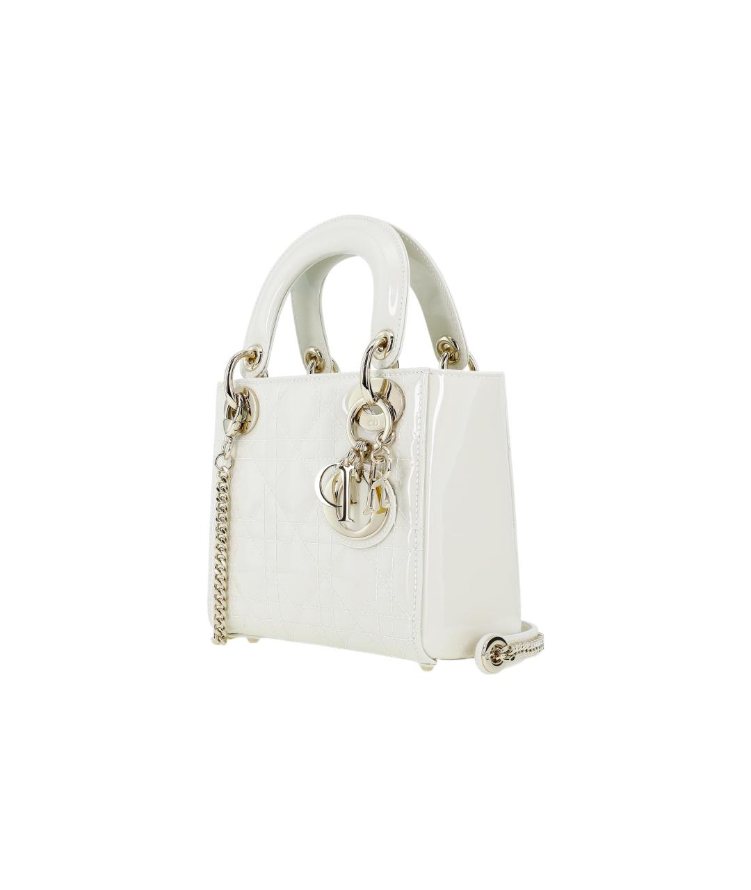 CHRISTIAN DIOR Белая кожаная сумка через плечо, фото 3