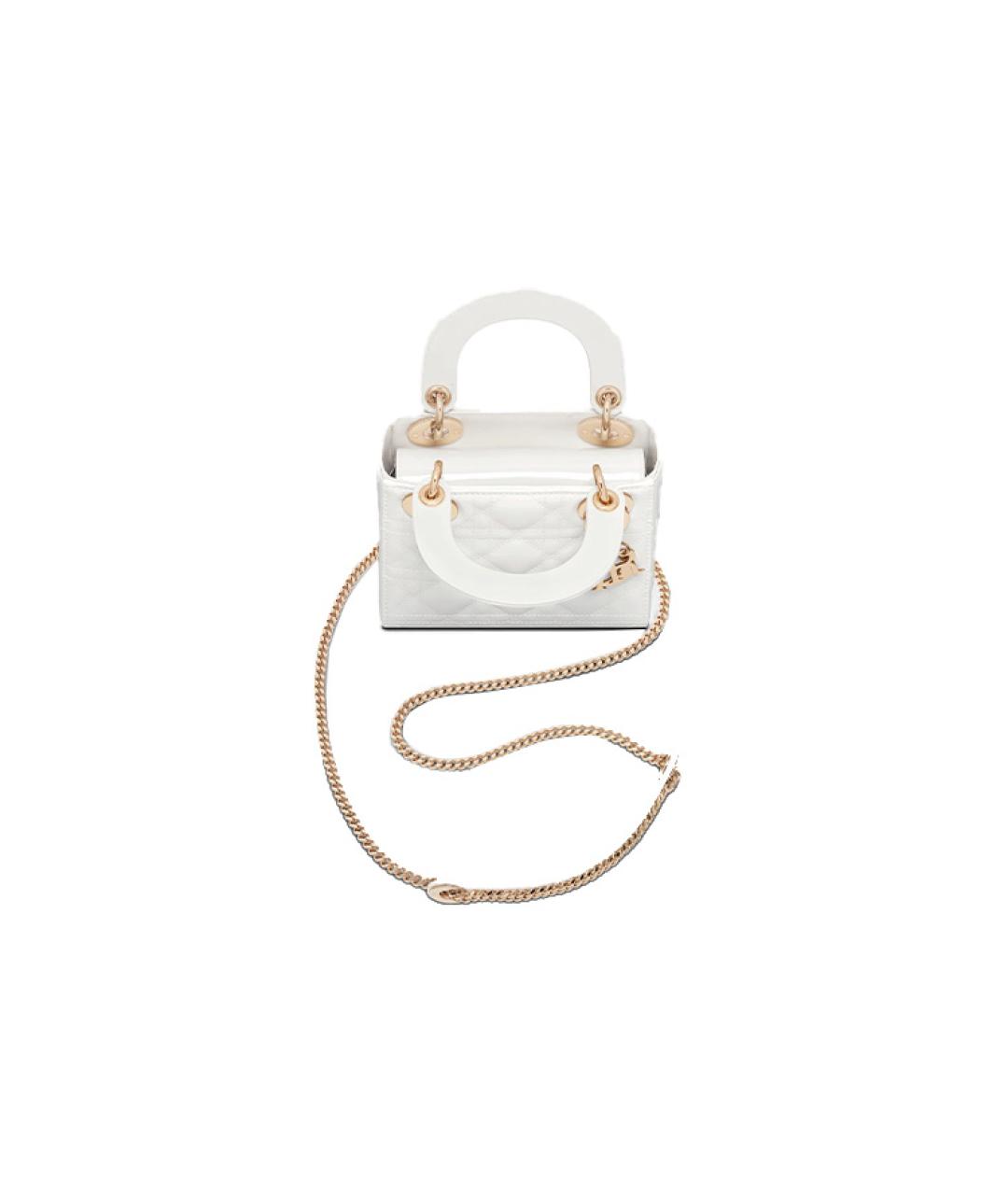 CHRISTIAN DIOR Белая кожаная сумка через плечо, фото 4