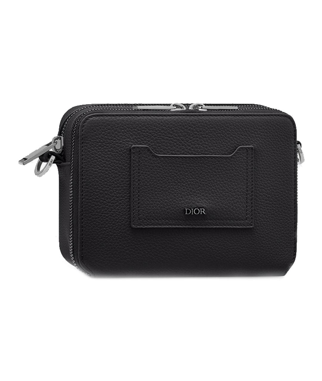 CHRISTIAN DIOR Черная кожаная сумка на плечо, фото 2