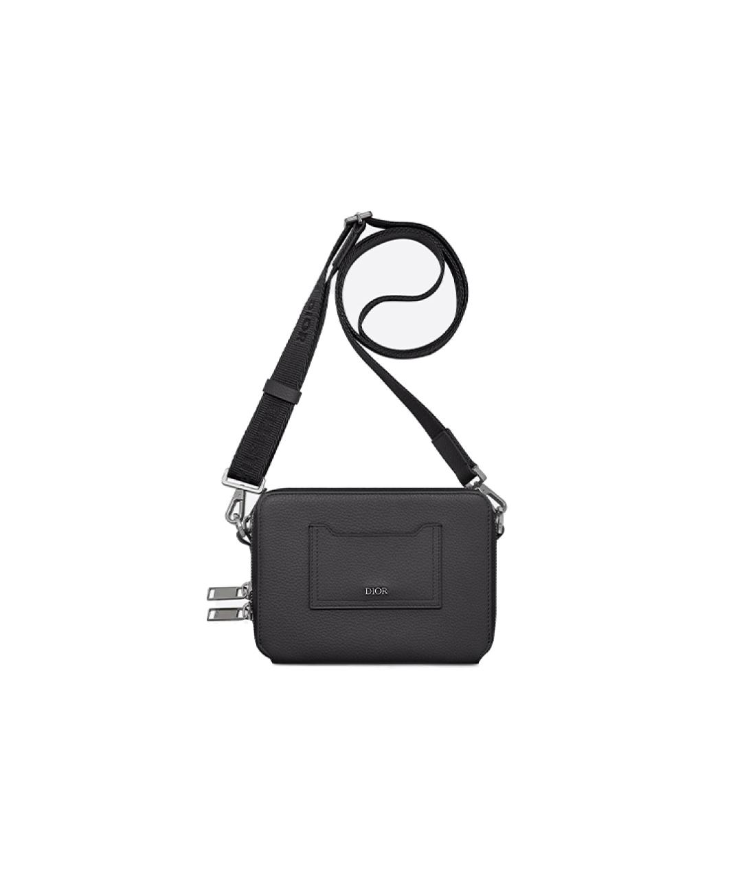 CHRISTIAN DIOR Черная кожаная сумка на плечо, фото 6
