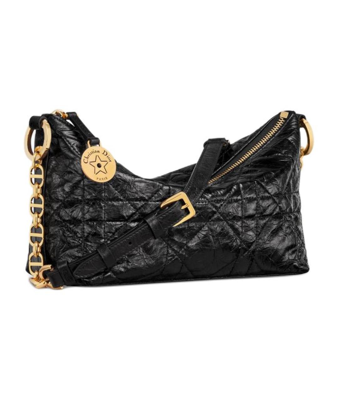 CHRISTIAN DIOR Черная кожаная сумка через плечо, фото 2