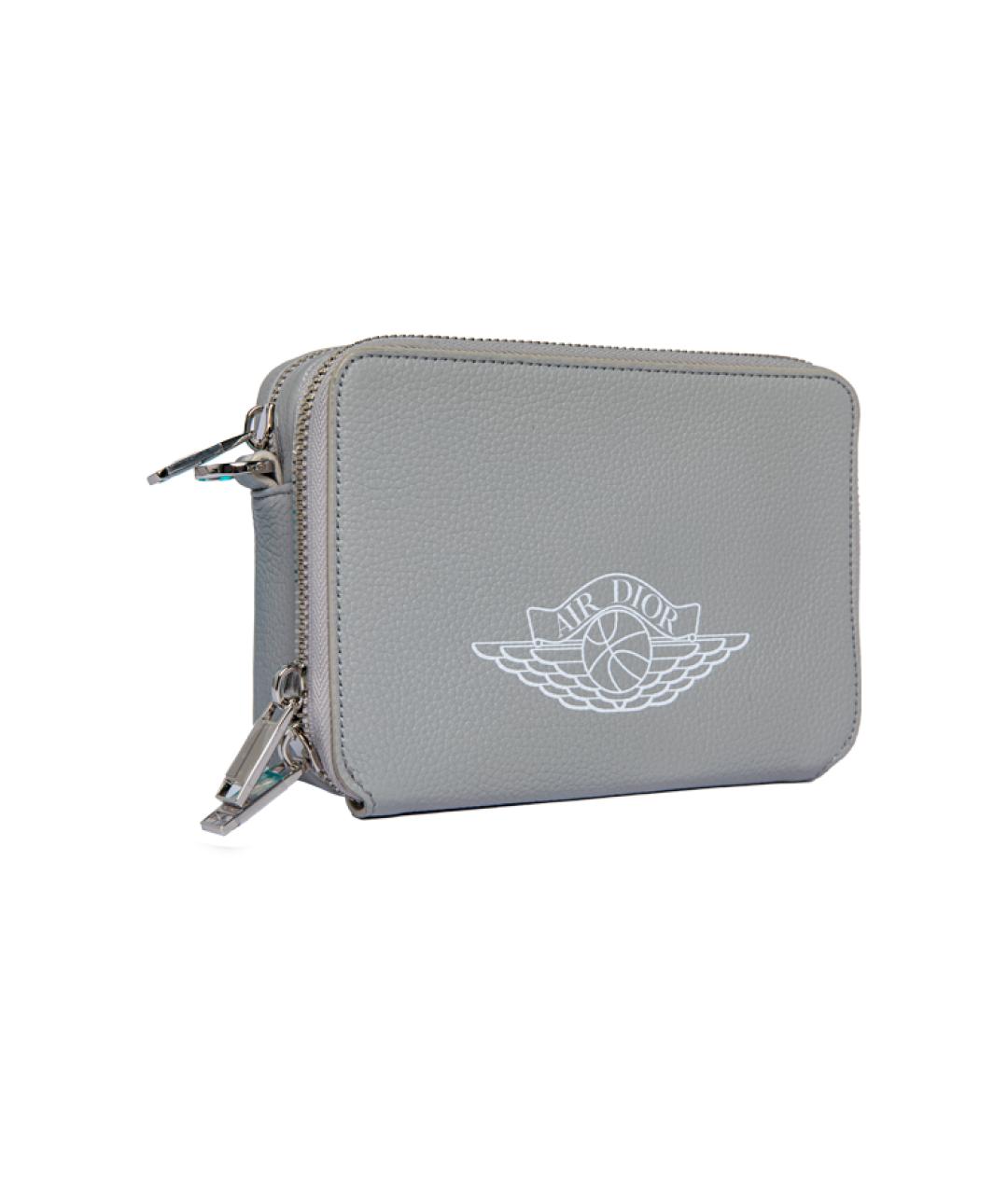 CHRISTIAN DIOR Серая кожаная сумка на плечо, фото 3