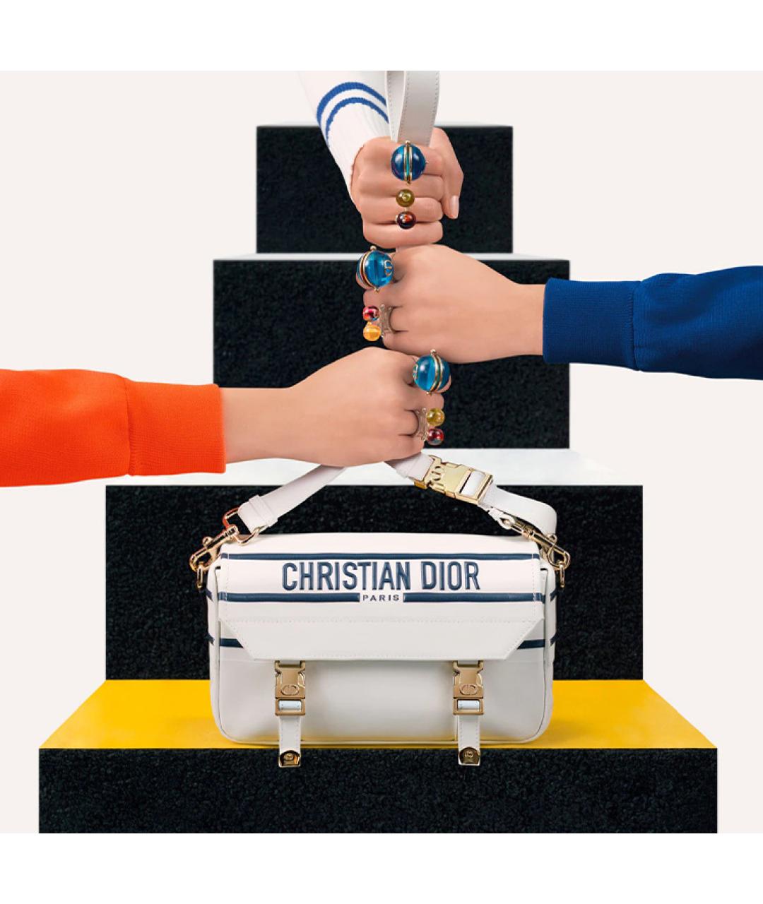 CHRISTIAN DIOR Белая кожаная сумка через плечо, фото 9