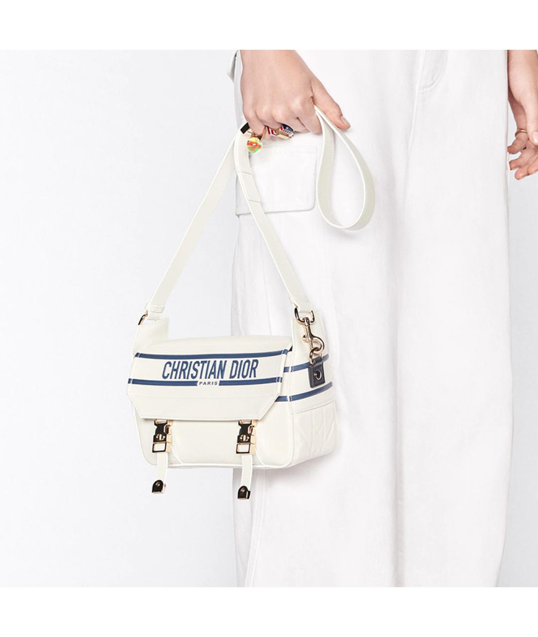 CHRISTIAN DIOR Белая кожаная сумка через плечо, фото 8