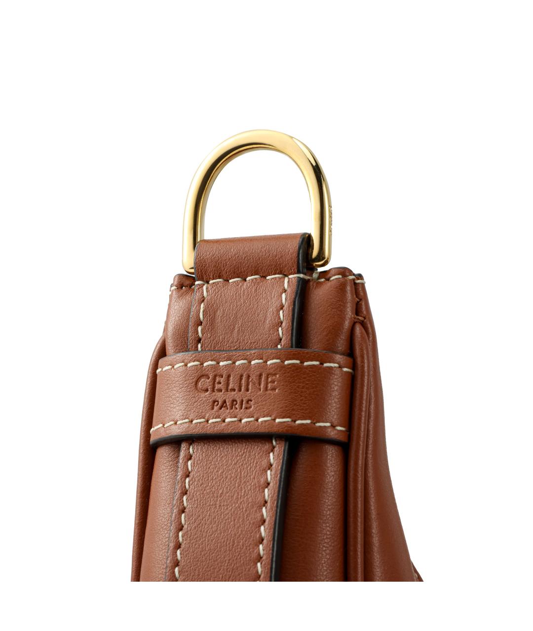CELINE Коричневая кожаная сумка через плечо, фото 5