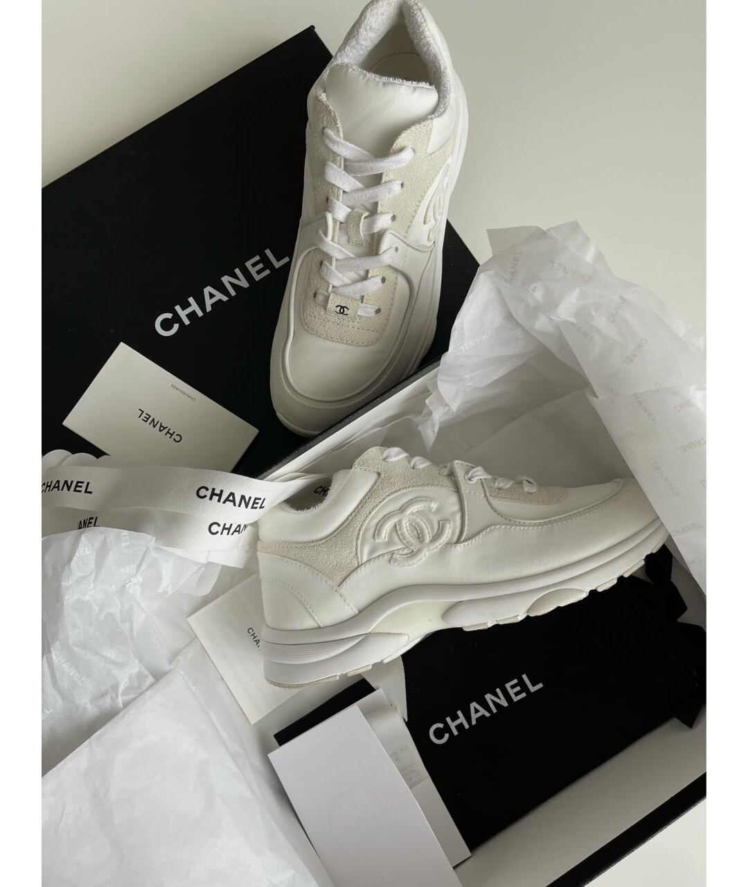 CHANEL PRE-OWNED Белые текстильные кроссовки, фото 5