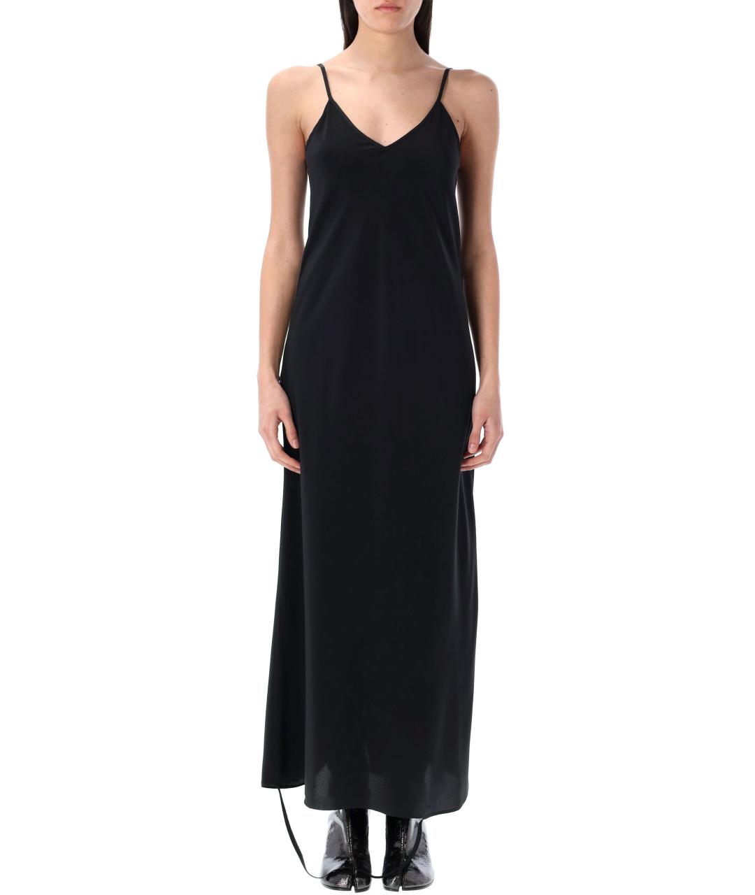 MM6 MAISON MARGIELA Черное шелковое повседневное платье, фото 2
