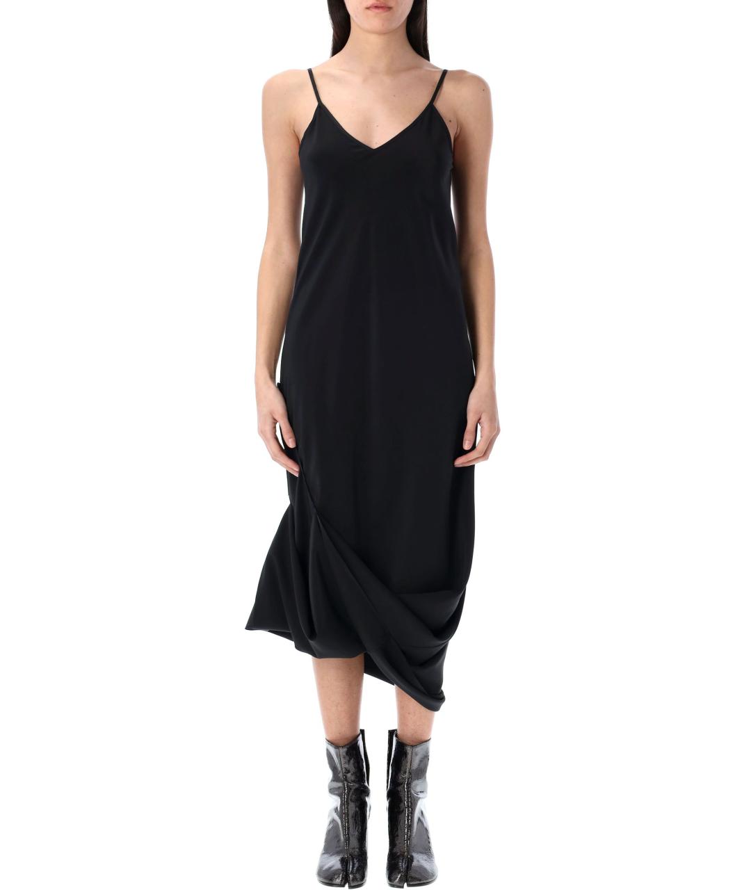 MM6 MAISON MARGIELA Черное шелковое повседневное платье, фото 5
