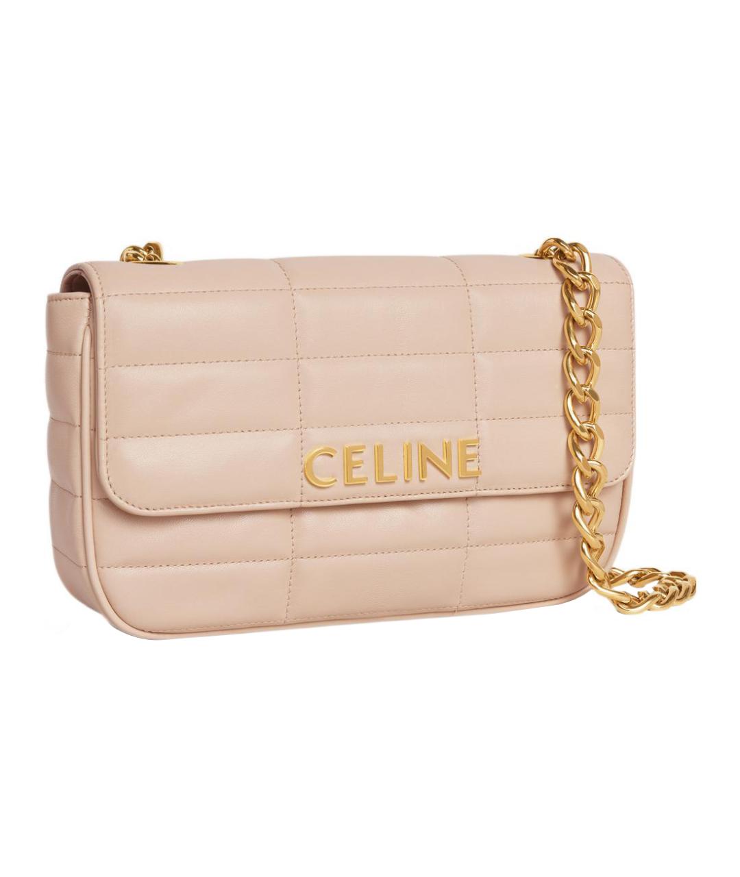 CELINE Бежевая кожаная сумка через плечо, фото 3