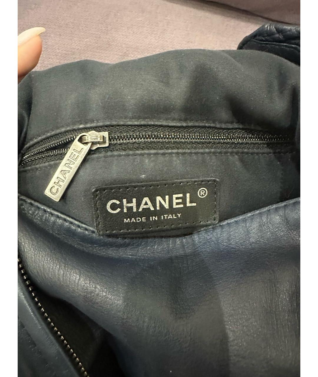CHANEL Темно-синий кожаный рюкзак, фото 5