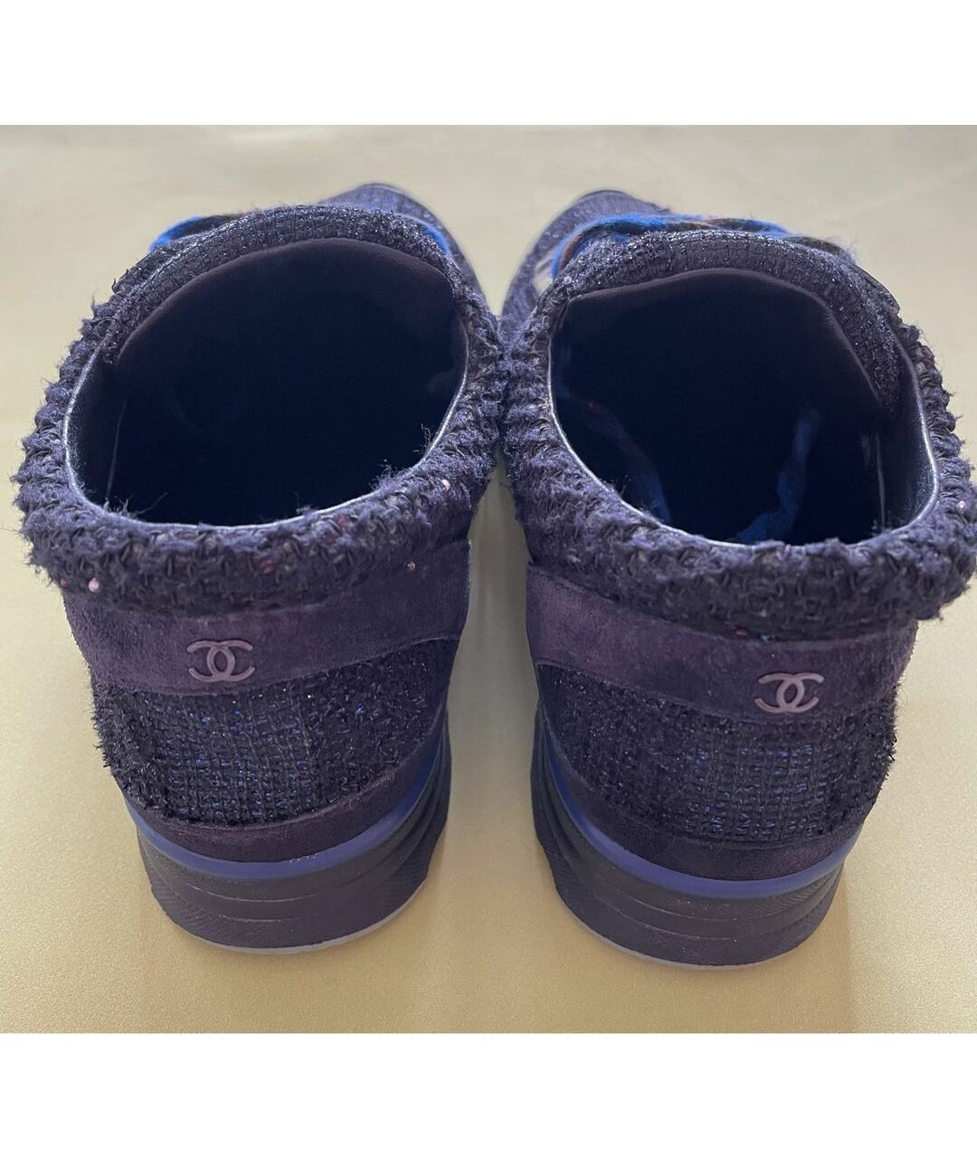 CHANEL PRE-OWNED Темно-синие текстильные кроссовки, фото 3