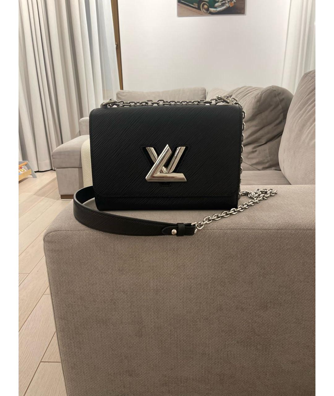 LOUIS VUITTON Черная кожаная сумка через плечо, фото 5