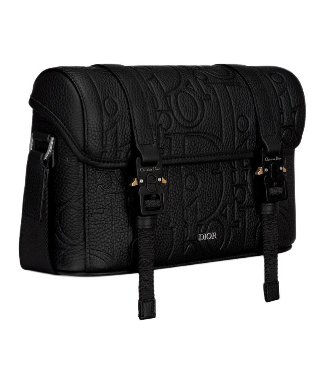 CHRISTIAN DIOR Черная кожаная сумка на плечо, фото 3