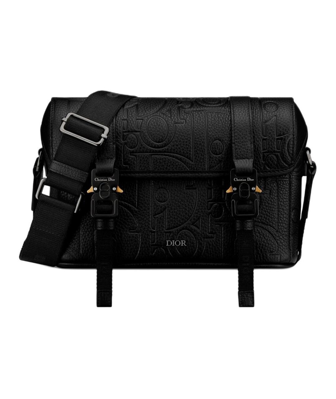 CHRISTIAN DIOR Черная кожаная сумка на плечо, фото 1