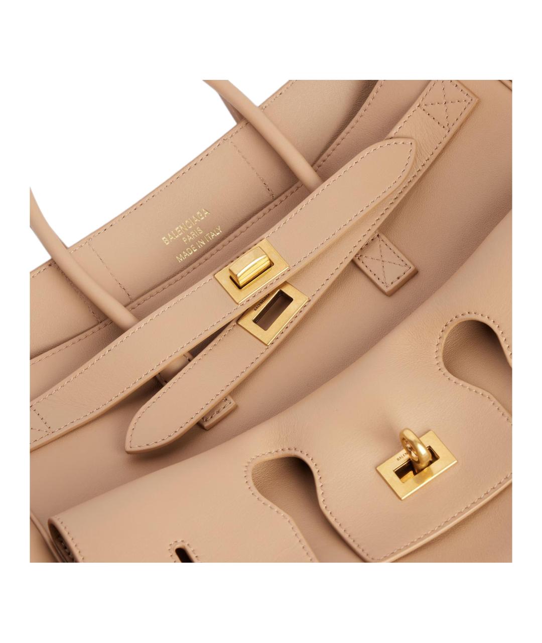 BALENCIAGA Бежевая кожаная сумка через плечо, фото 6