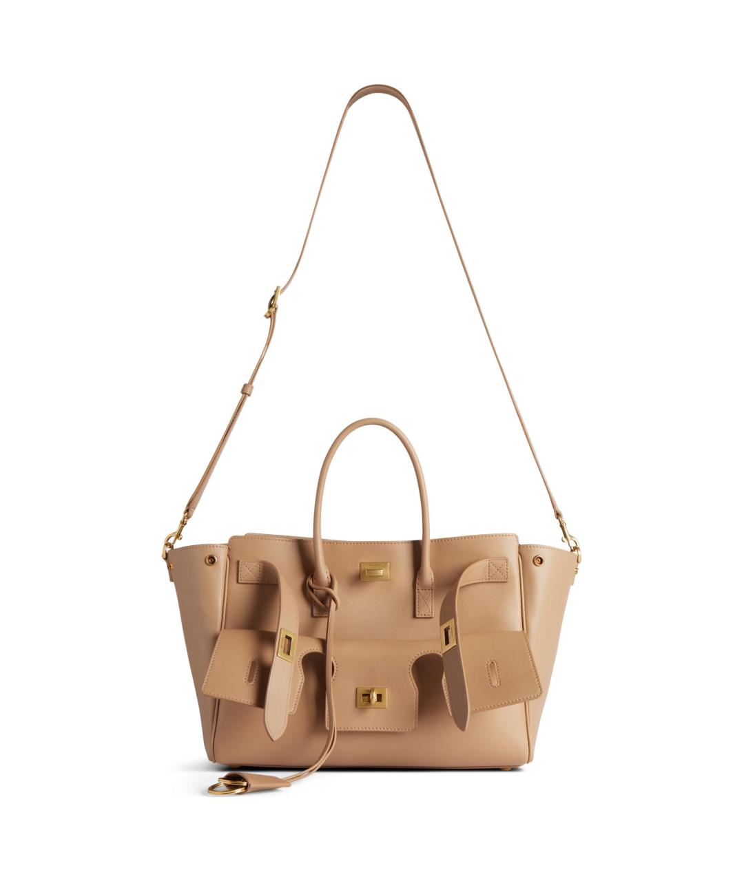 BALENCIAGA Бежевая кожаная сумка через плечо, фото 2