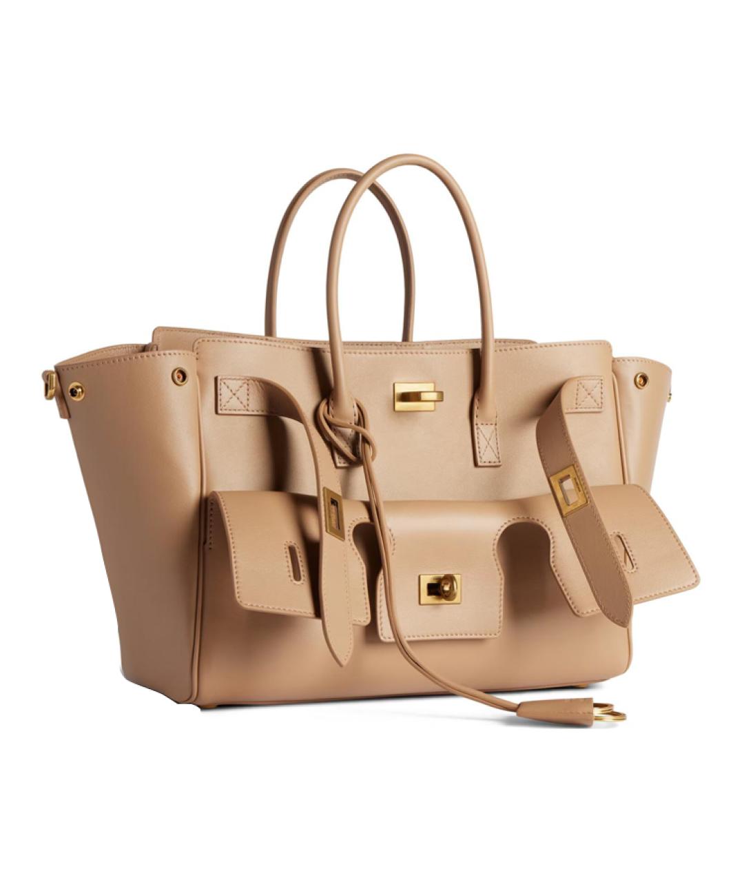 BALENCIAGA Бежевая кожаная сумка через плечо, фото 3