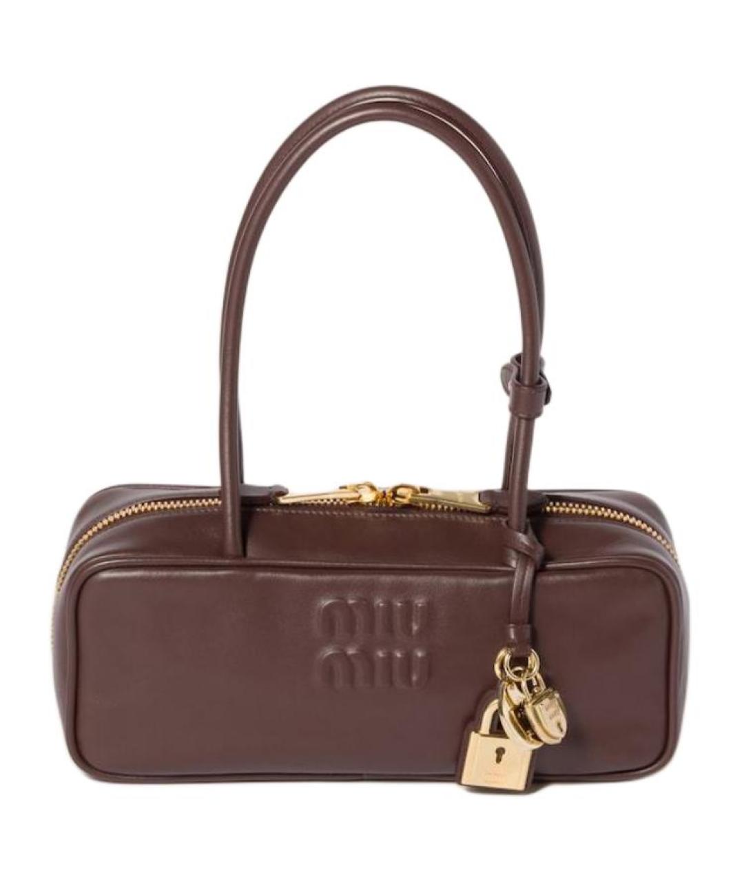 MIU MIU Коричневая кожаная сумка через плечо, фото 1