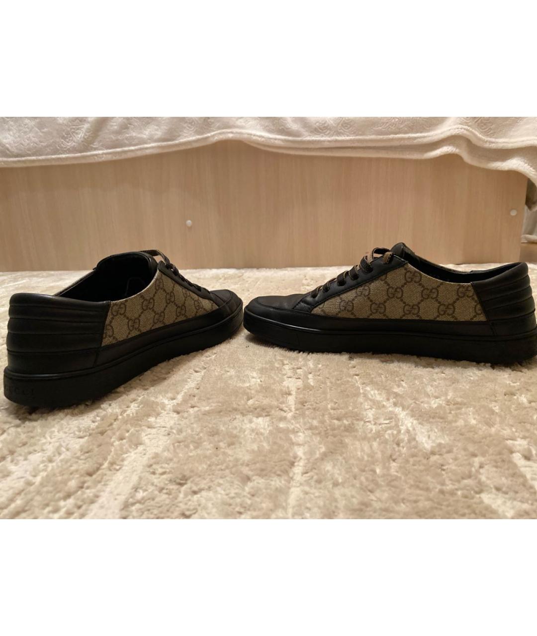 GUCCI Черные кожаные низкие кроссовки / кеды, фото 5