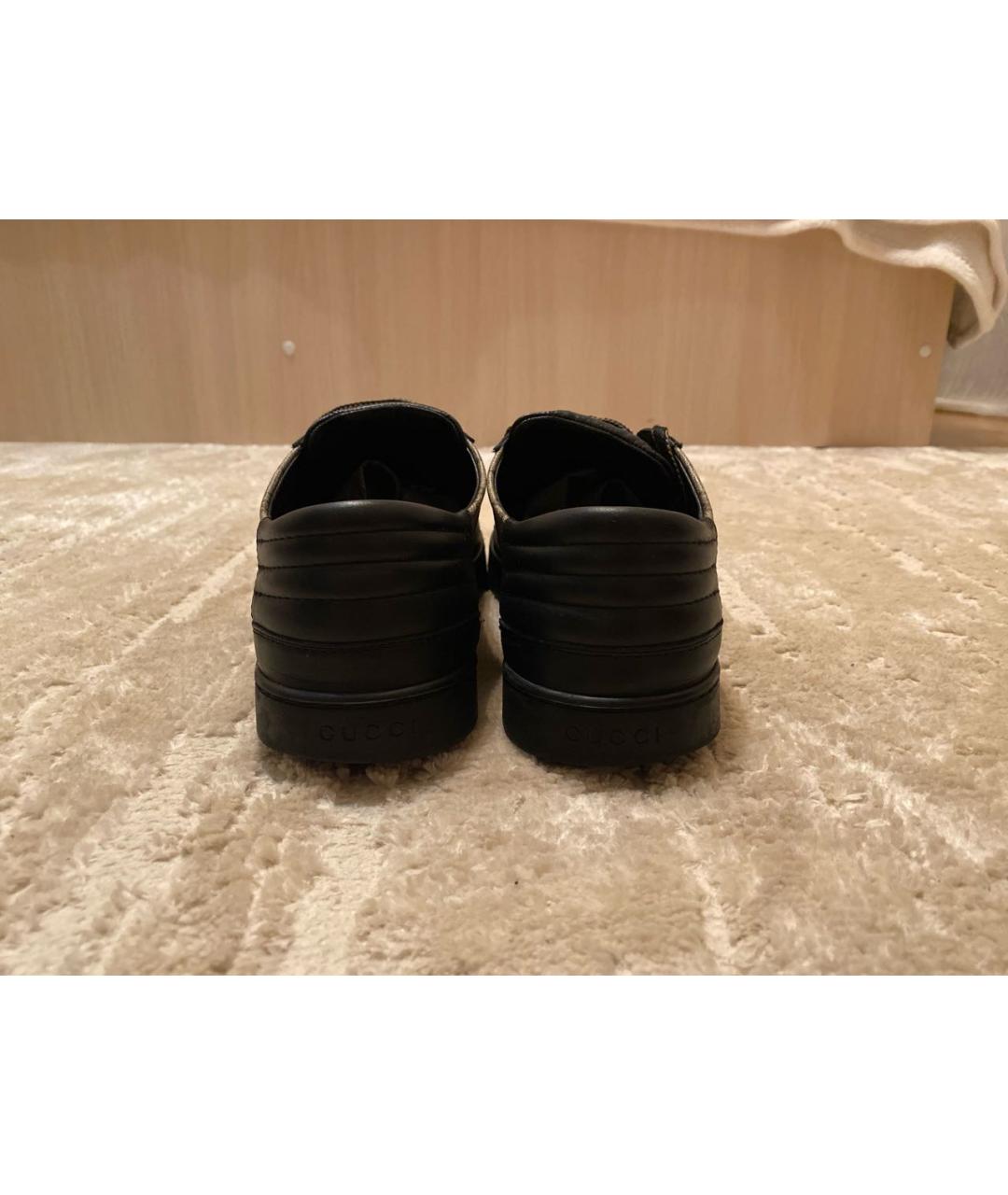 GUCCI Черные кожаные низкие кроссовки / кеды, фото 4
