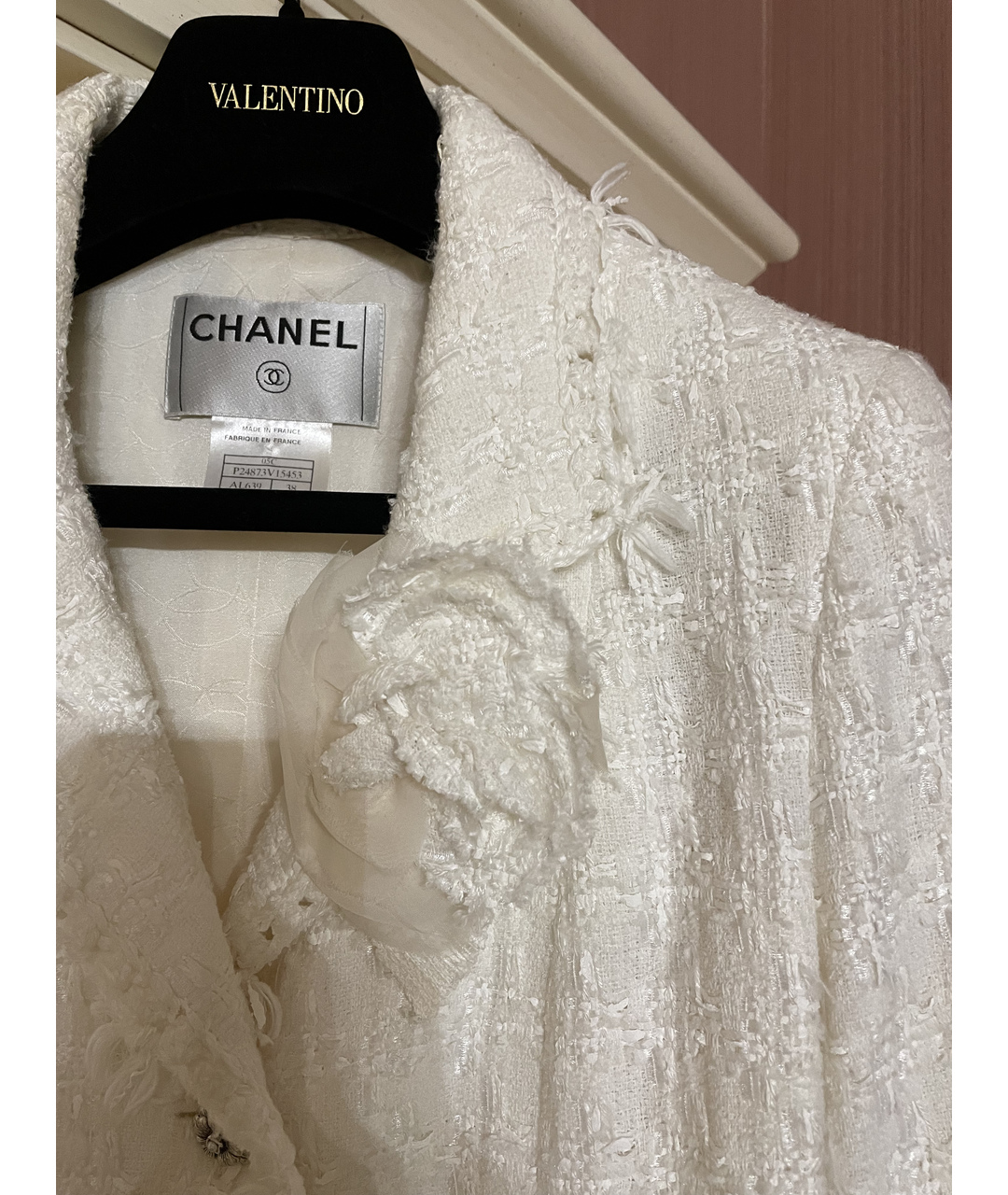 CHANEL PRE-OWNED Белый твидовый жакет/пиджак, фото 2