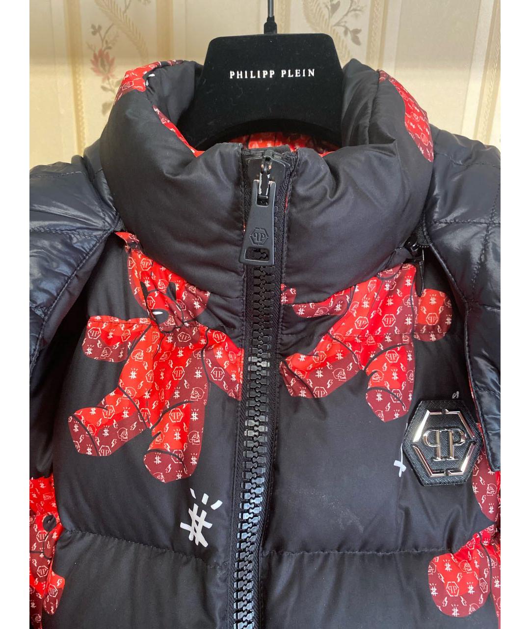 PHILIPP PLEIN Черный полиэстеровый пуховик, фото 4
