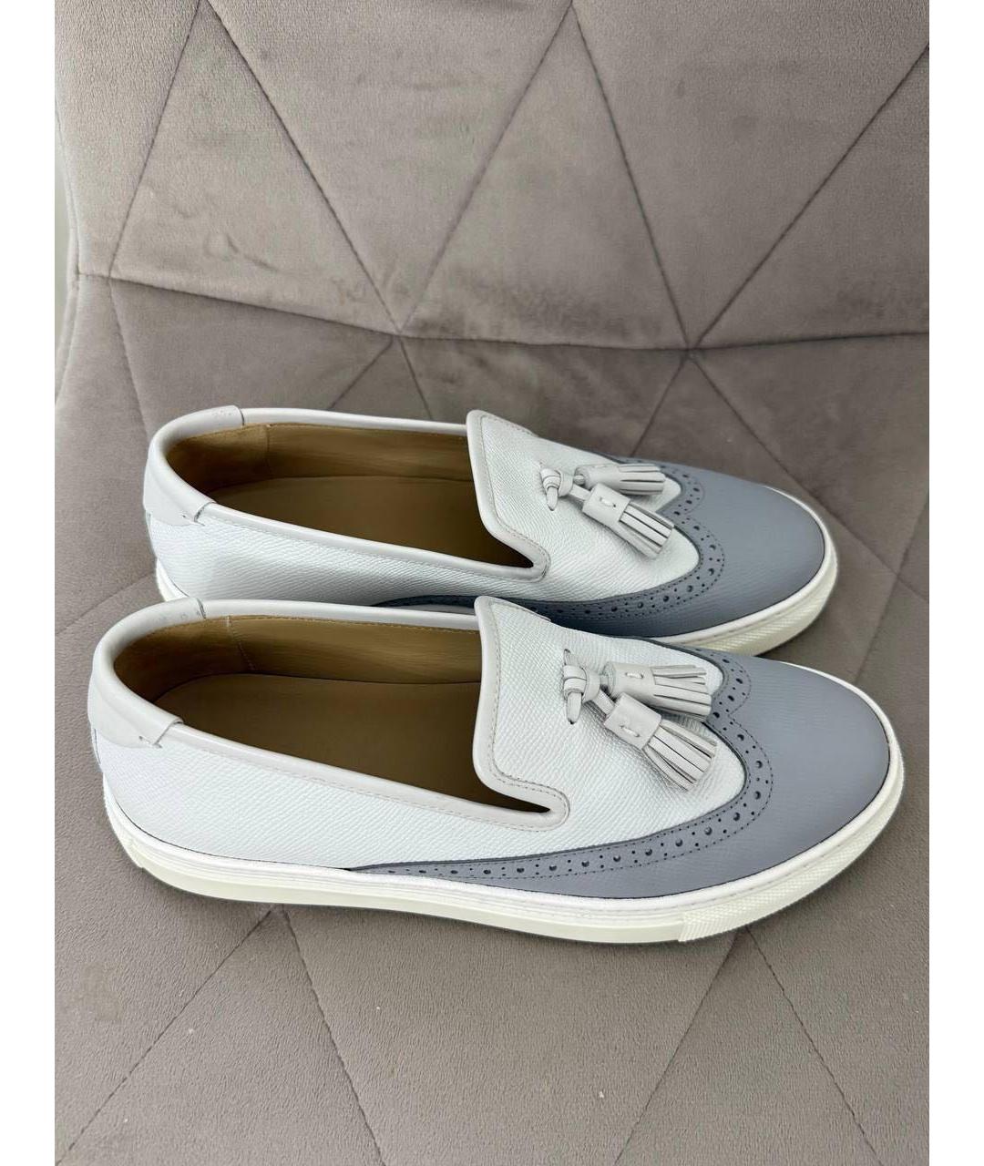 HERMES Серые кожаные слипоны, фото 6