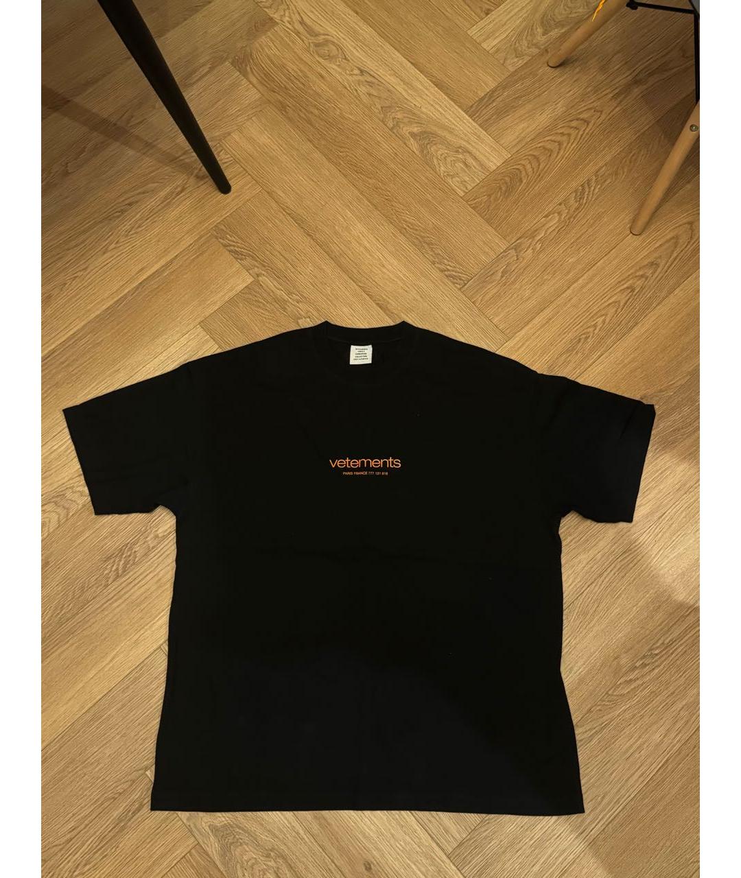VETEMENTS Черная хлопковая футболка, фото 7