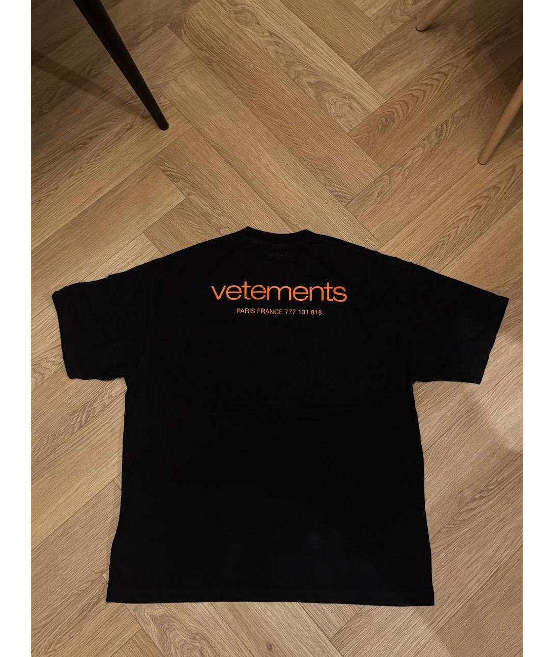 VETEMENTS Черная хлопковая футболка, фото 2