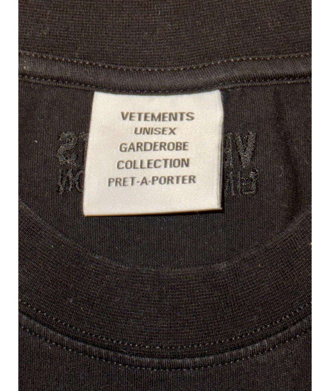 VETEMENTS Черная хлопковая футболка, фото 4
